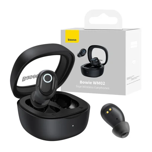 Baseus Bowie WM02 TWS fülhallgató fekete Bluetooth - 5