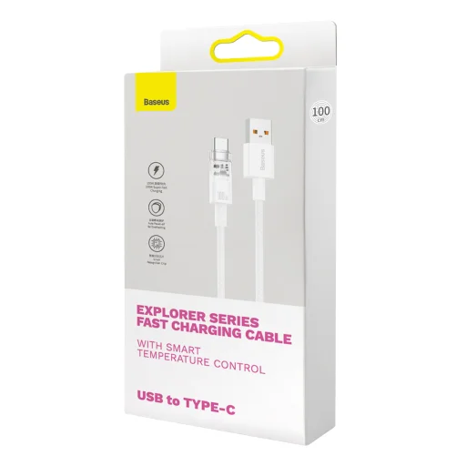 Baseus Quick Charge USB-C gyorstöltő kábel 6A, 1m fehér - 7