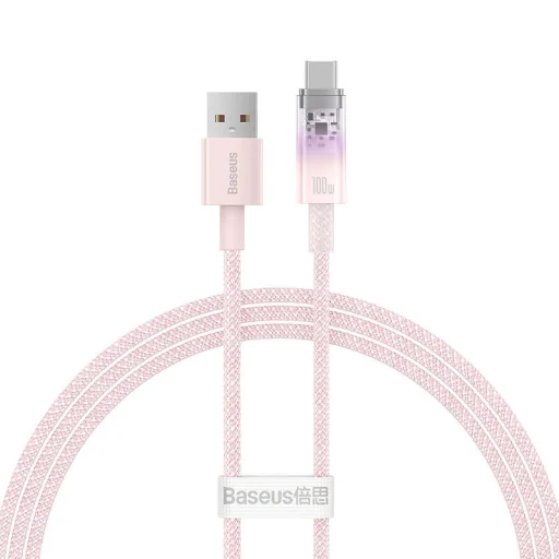 Baseus Quick Charge USB-C gyorstöltő kábel 6A, 1m rózsaszín - 1