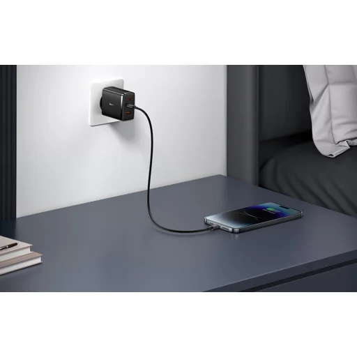 Baseus OS-Cube Pro hálózati töltő adapter 2xUSB-C + USB, 65W fekete - 6