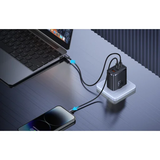 Baseus OS-Cube Pro hálózati töltő adapter 2xUSB-C + USB, 65W fekete - 8