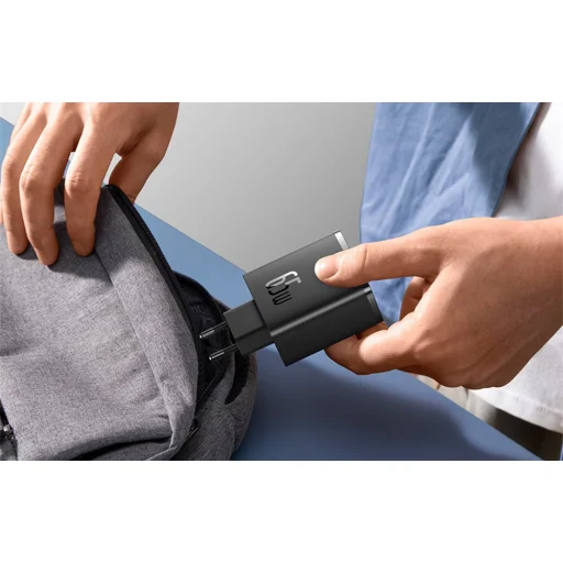 Baseus OS-Cube Pro hálózati töltő adapter 2xUSB-C + USB, 65W fekete - 9