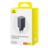 Baseus GaN5 hálózati töltő adapter 2x USB-C + USB, 65W + kábel 1m szürke thumbnail