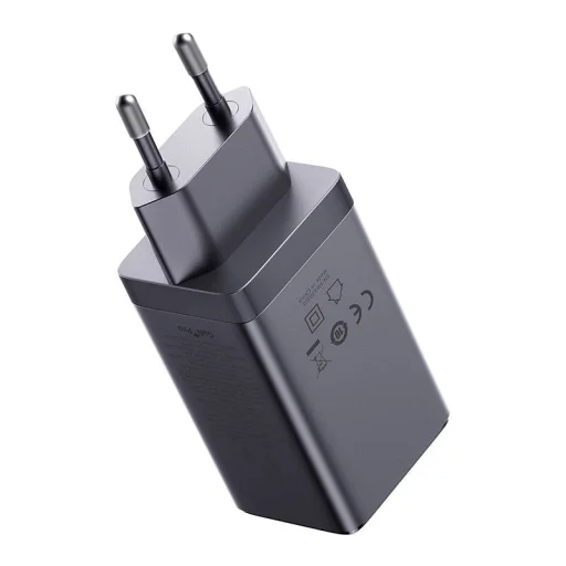 Baseus GaN5 hálózati töltő adapter 2x USB-C + USB, 65W + kábel 1m szürke - 2