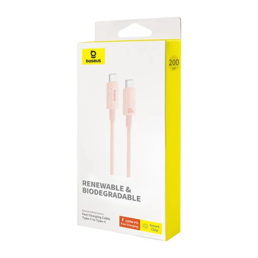 Baseus Habitat gyorstöltő kábel USB-C to USB-C 2m 100W rózsaszín - 7