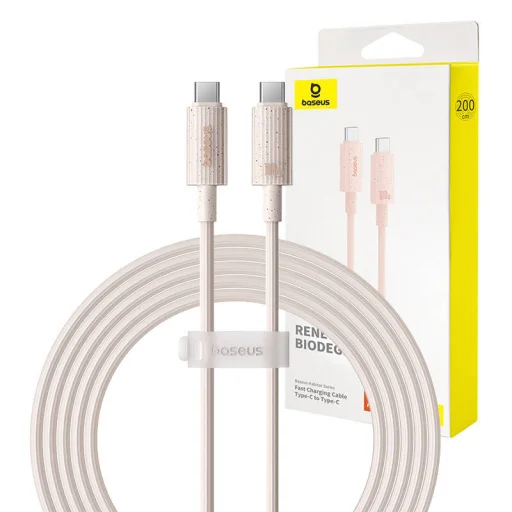 Baseus Habitat gyorstöltő kábel USB-C to USB-C 2m 100W rózsaszín - 1