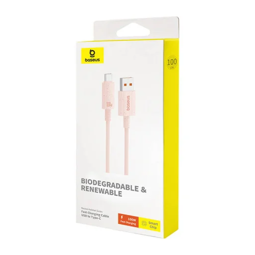 Baseus Habitat gyorstöltő kábel USB - USB-C 1m 100W rózsaszín - 2