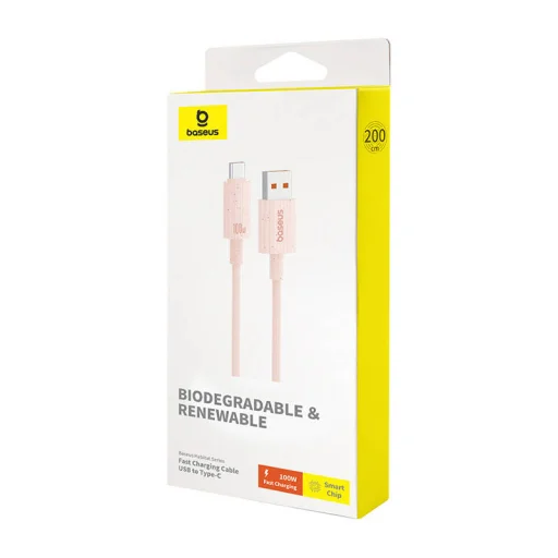 Baseus Habitat gyorstöltő kábel USB - USB-C 2m 100W rózsaszín - 4