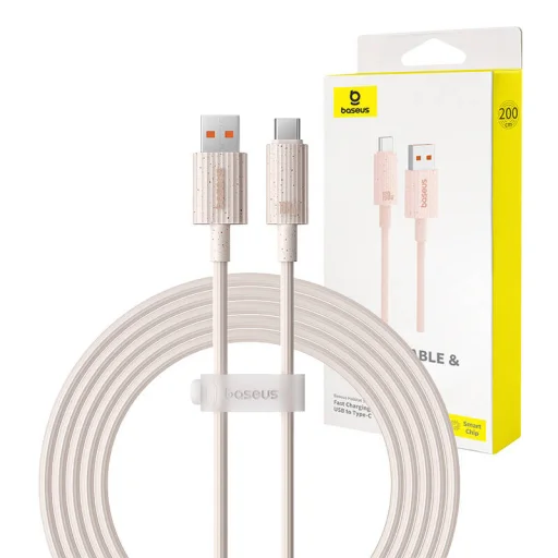 Baseus Habitat gyorstöltő kábel USB - USB-C 2m 100W rózsaszín - 1