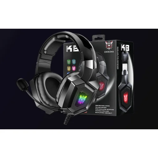 ONIKUMA K8 gaming, gamer fejhallgató fekete - 2