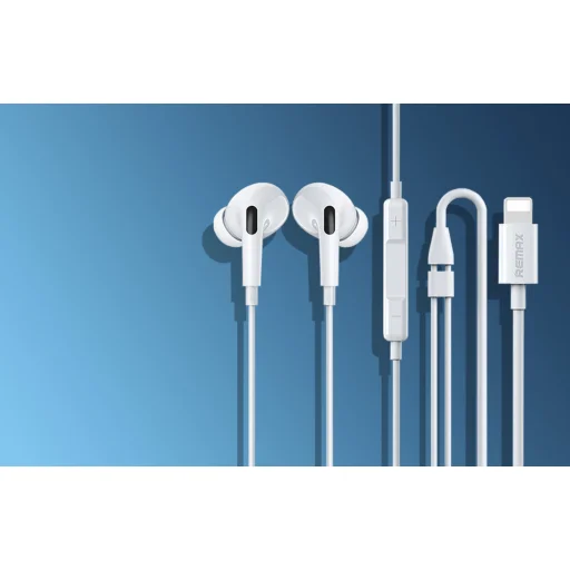 Remax RM-533i vezetékes fülhallgató lightning csatlakozóval, vezérlővel (fehér) - 5
