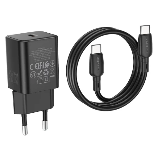 Borofone Safety BN13 GaN hálózati töltő adapter Type C PD 30W + Type C - Type C kábel fekete - 5