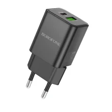 Borofone BN14 Royal GaN USB + Type C hálózati töltő adapter QC 3.0 PD 30W fekete