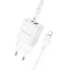 Borofone BN14 Royal GaN USB + Type C hálózati töltő adapter QC 3.0 PD 30W + Type C - Lightning kábel fehér thumbnail