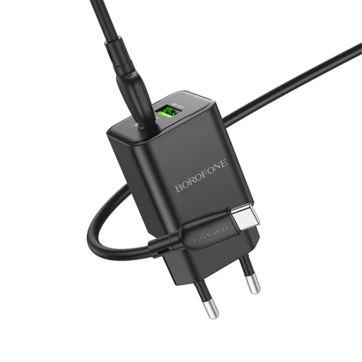 Borofone BN14 Royal GaN USB + Type C sieťový nabíjací adaptér QC 3.0 PD 30W + Type C - Type C kábel čierny - 4