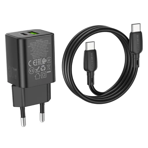 Borofone BN14 Royal GaN USB + Type C sieťový nabíjací adaptér QC 3.0 PD 30W + Type C - Type C kábel čierny - 2