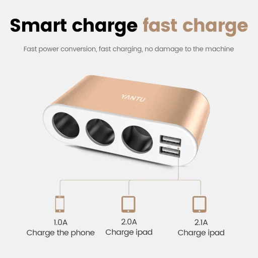 Autós töltő B08 2xUSB 3,1A 120W kijelzővel arany - 3