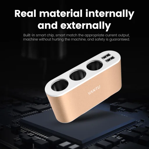 Autós töltő B08 2xUSB 3,1A 120W kijelzővel arany - 5