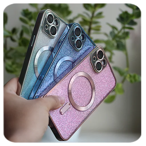 iPhone 15 Plus Glitter Chrome Mag tok rózsaszín - 9