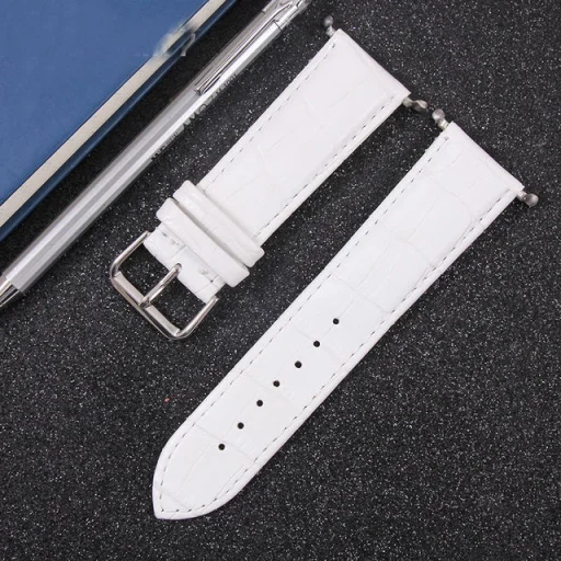 Apple Watch 4/5/6/7/8/9/SE/Ultra (42/44/45/49mm) TRPH bordázott bőr óraszíj fehér - 2