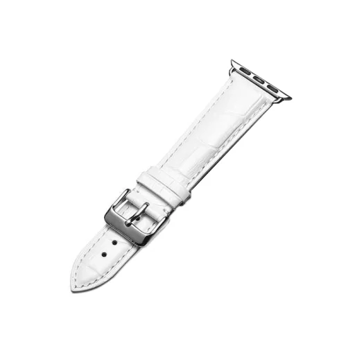 Apple Watch 4/5/6/7/8/9/SE/Ultra (42/44/45/49mm) TRPH bordázott bőr óraszíj fehér - 1