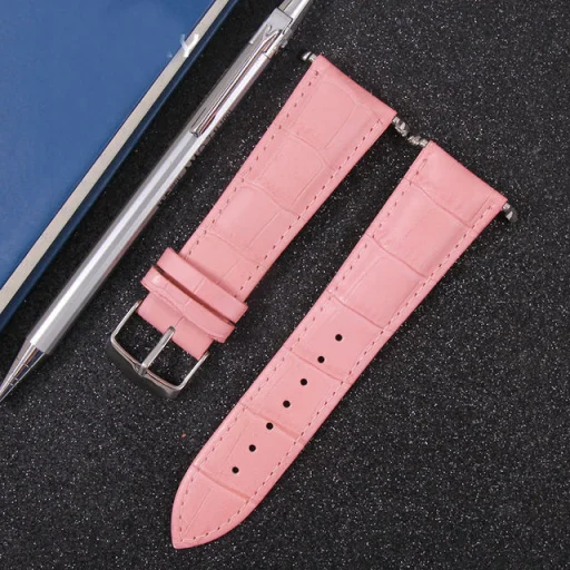 Apple Watch 1/2/3/4/5/6/7/8/9/SE (38/40/41mm) TRPH bordázott bőr óraszíj rózsaszín - 1