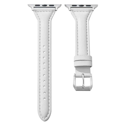 Apple Watch 4/5/6/7/8/9/SE/Ultra (42/44/45/49mm) TRPH bőr óraszíj fehér - 1