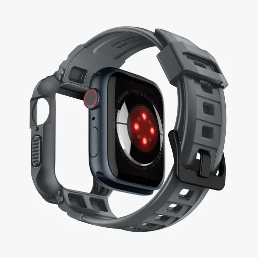 Apple Watch 4/5/6/7/8/9/SE (44/45mm) Spigen Rugged Armor Pro szíj és tok sötét szürke - 3