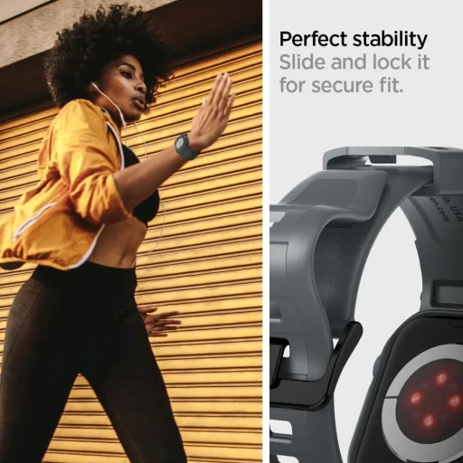 Apple Watch 4/5/6/7/8/9/SE (44/45mm) Spigen Rugged Armor Pro szíj és tok sötét szürke - 4