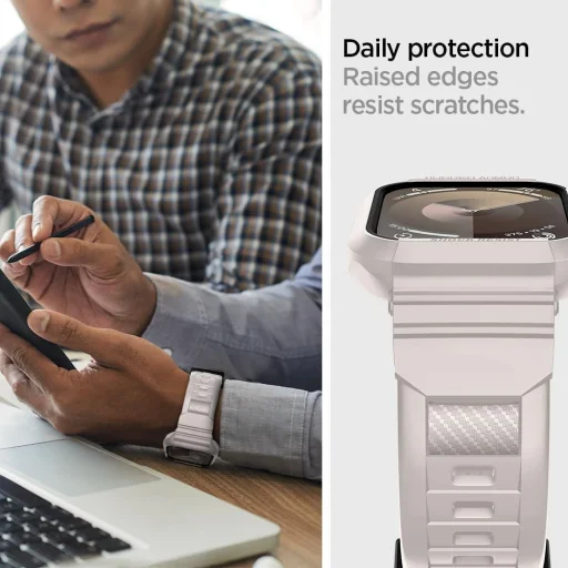 Apple Watch 4/5/6/7/8/9/SE (44/45mm) Spigen Rugged Armor Pro szíj és tok homokszínű - 3