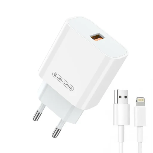Jellico AK165 hálózati töltő adapter 22,5 W QC3.0 USB + USB - Lightning kábel fehér - 1