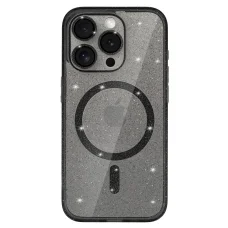 iPhone 14 Pro Glitter MagSafe tok fekete áttetsző