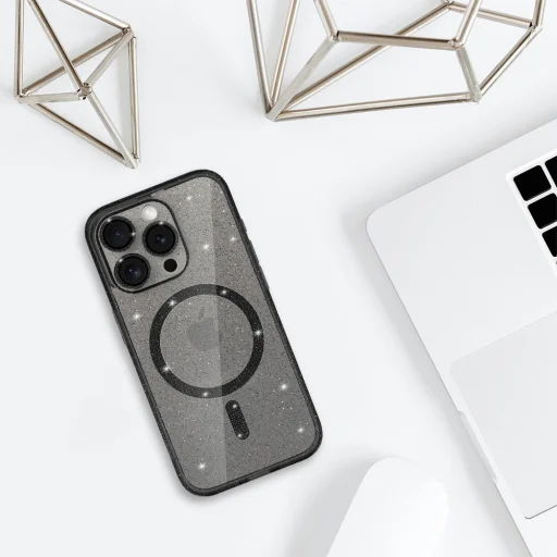 iPhone 11 Glitter MagSafe tok fekete áttetsző - 2