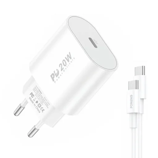 Foneng EU39 hálózati töltő adapter USB-C PD 3.0 20W + USB-C - USB-C kábel - 1