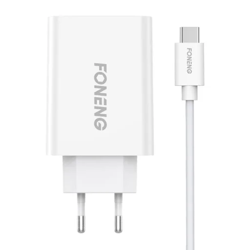 Foneng EU43 hálózati töltő adapter + USB-A - USB-C kábel - 1