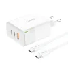 Foneng GAN65 hálózati töltő adapter 1x USB-A, 2x USB-C GaN 65W QC3.0 + USB-C - USB-C kábel thumbnail