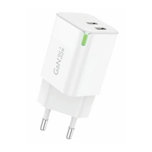 Foneng hálózati töltő adapter 2x USB-C GaN 35W QC4.0+, PD3.0 - 2