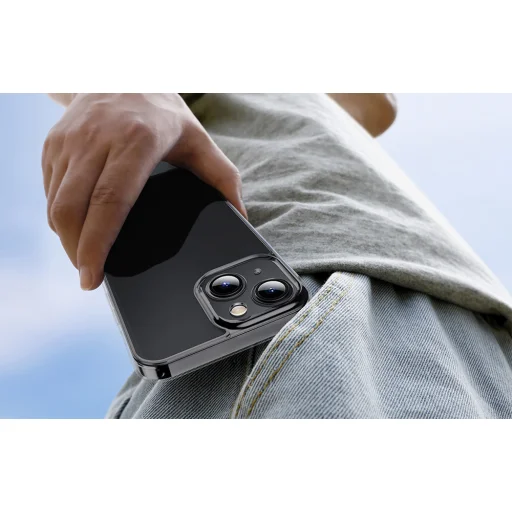 iPhone 13 Pro Baseus Matt üveg tok (áttetsző fekete) + kijelzővédő üvegfólia - 6