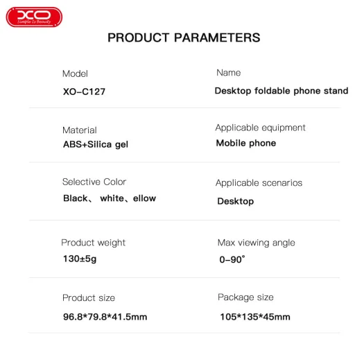 XO telefon tartó állvány C127 sárga - 2