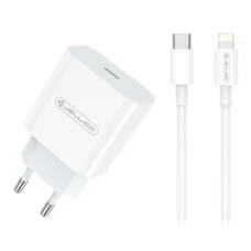 Jellico AK180 hálózati töltő adapter PD 20W 1xUSB-C + USB-C - Lightning kábel fehér