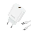 Jellico AK165  hálózati töltő adapter 22,5 W QC3.0 USB + USB kábel - micro USB fehér thumbnail