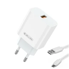Jellico AK165  hálózati töltő adapter 22,5 W QC3.0 USB + USB kábel - micro USB fehér