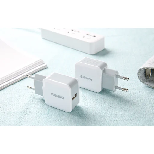 Foneng T210 USB-A hálózati töltő adapter, 2.1A + USB-A - USB-C kábel (fehér) - 2