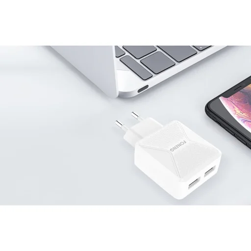 Foneng EU35 hálózati töltő adapter 2X USB-A 2.4A + USB-A - Lightning kábel - 6