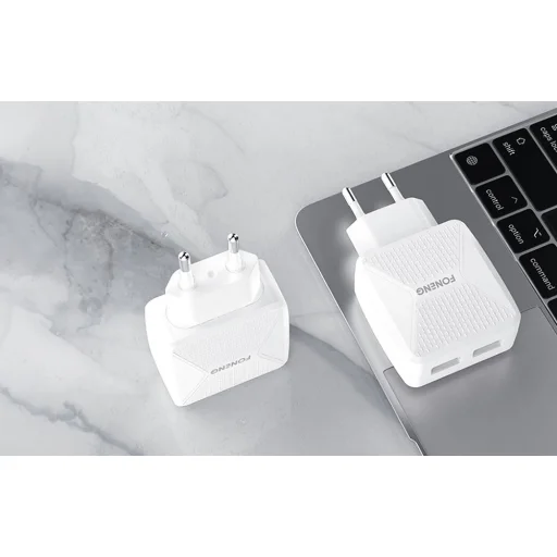 Foneng EU35 hálózati töltő adapter 2X USB-A 2.4A + USB-A - Lightning kábel - 4