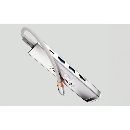 Baseus UltraJoy Series AIR 5-Portos HUB elosztó adapter Type-C - HDMI, 2xUSB3.0, PD 100W, RJ45 (ezüst) - 4