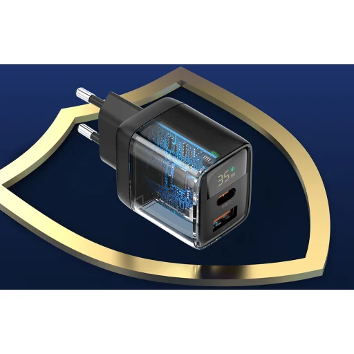 Choetech PD6052 hálózati töltő adapter GAN3 USB-A + USB-C PD35W (fekete) - 3