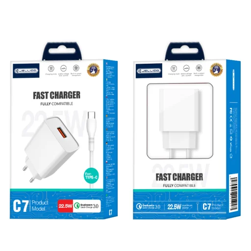 Jellico C7 hálózati töltő adapter 22.5W USB QC3.0 fehér - 2
