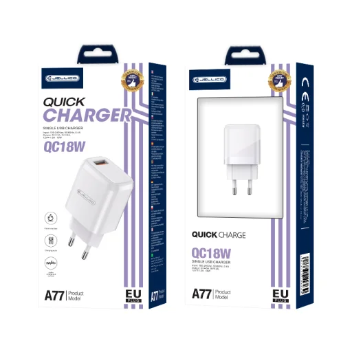 Jellico A77 hálózati töltő adapter 18W USB QC3.0 fehér - 3