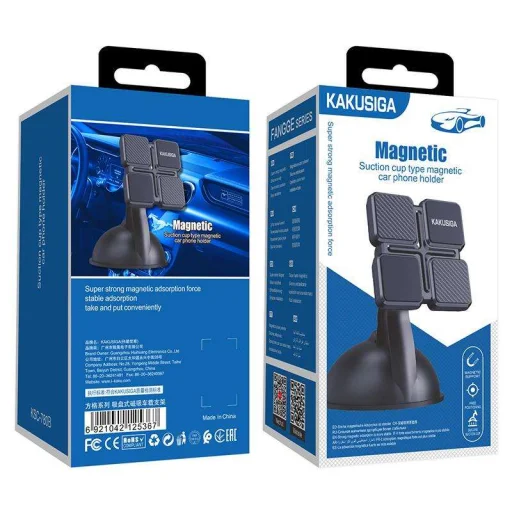 KAKUSIGA KSC-780B Mágneses autós telefontartó műszerfalra / szélvédőre fekete - 2